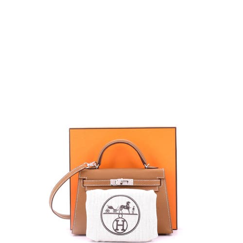 Pre-owned Hermes Hermes Kelly Mini Ii Bag Brown Epsom With Palladium Hardware 20 In Gold
