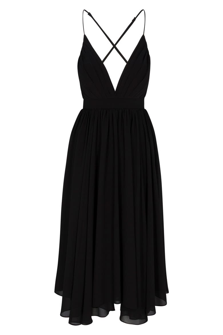 Enchanted Garden Midi Dress, Alternate, color, BLACK