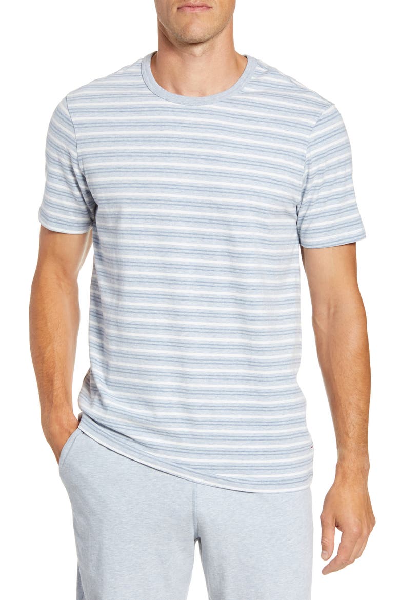 Stretch Cotton & Modal Crewneck T-Shirt, Main, color, BLUE STRIPE