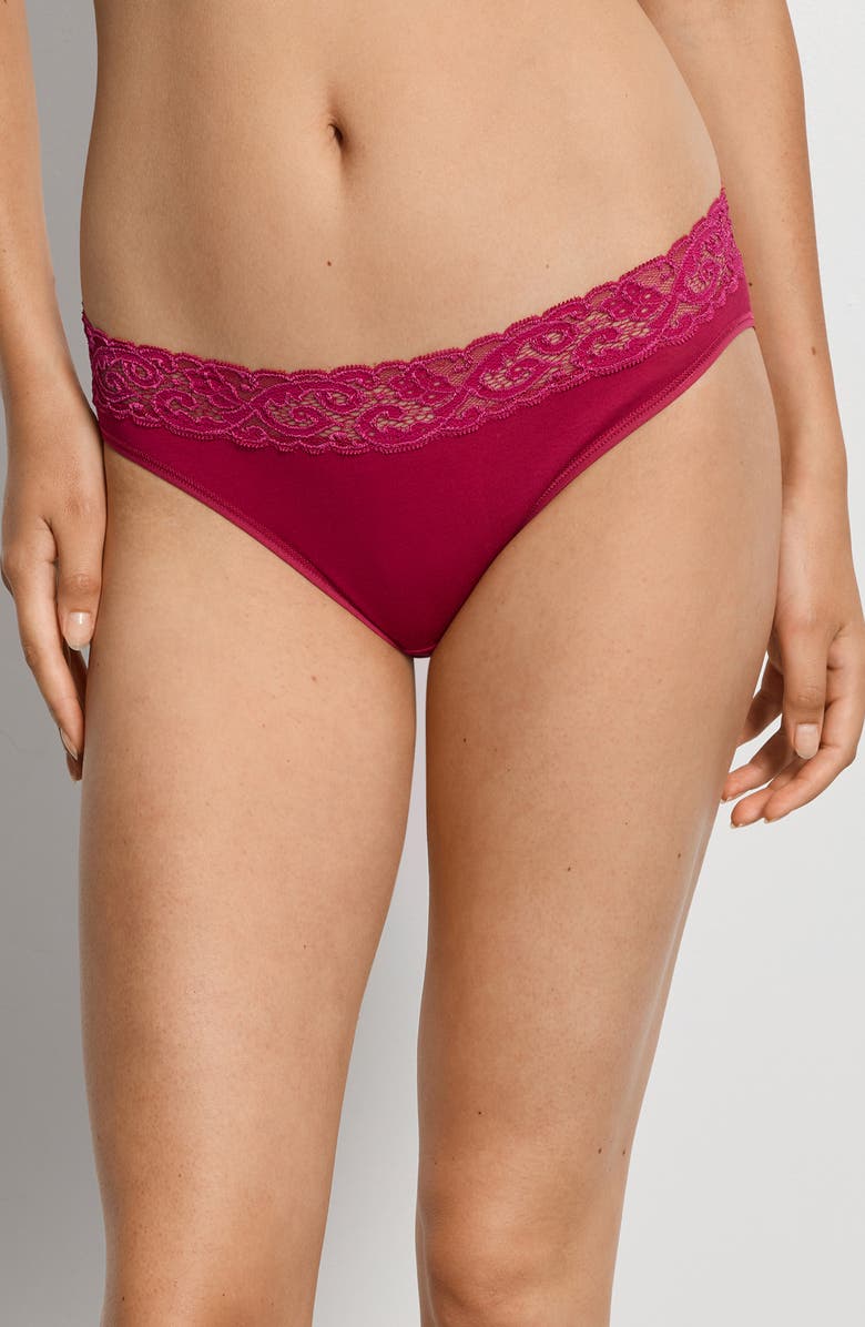Hanro Moments High Cut Bikini, Main, color, Light Sangria