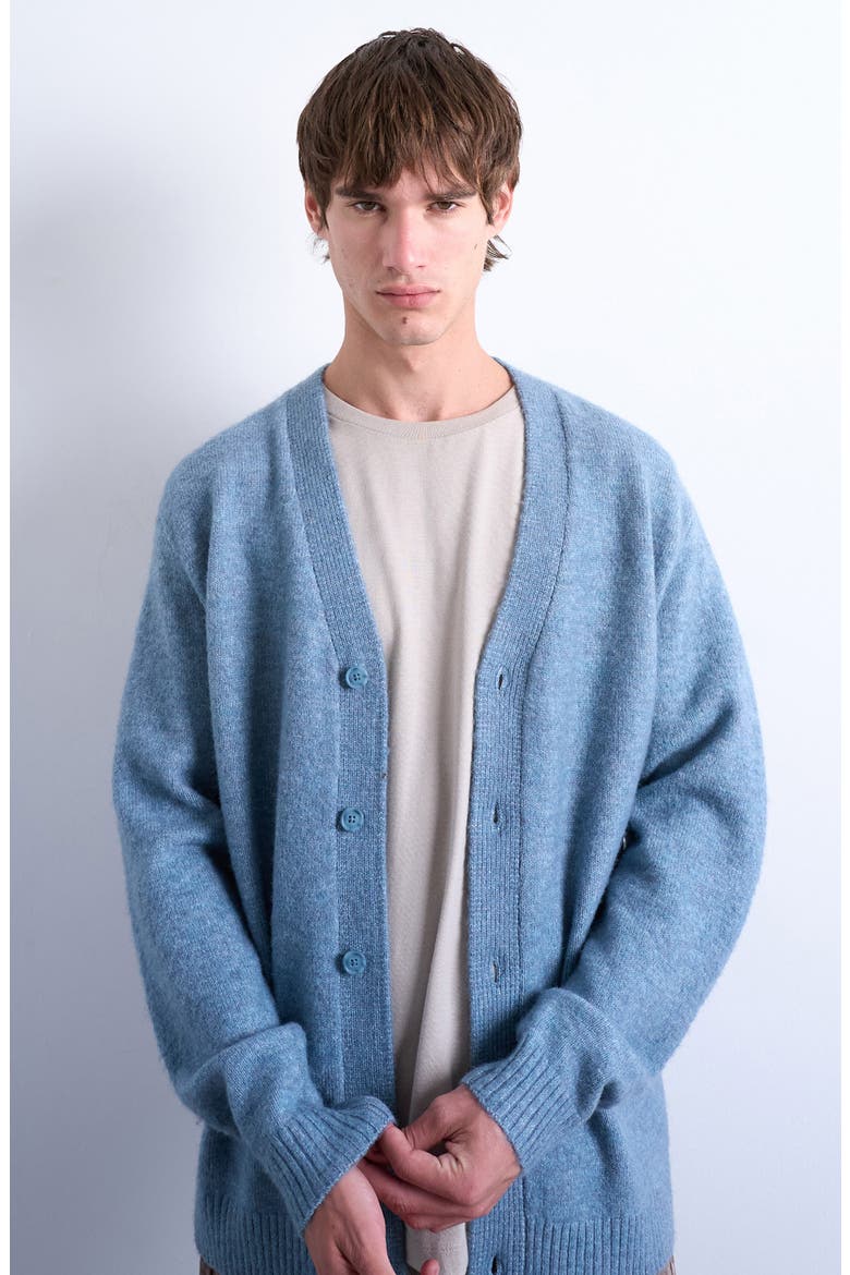 Oversize V-Neck Cardigan, Alternate, color, MEDIUM BLUE