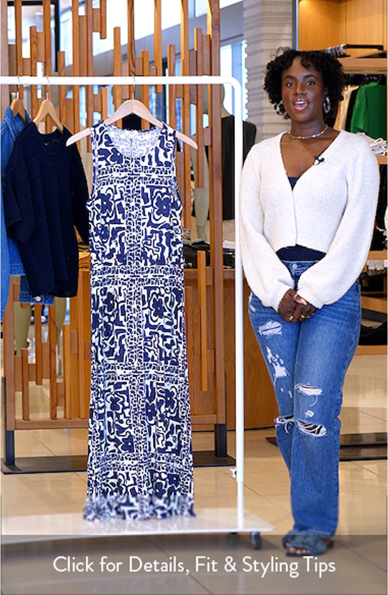 Floret Blues Sleeveless Maxi Dress, sales video thumbnail