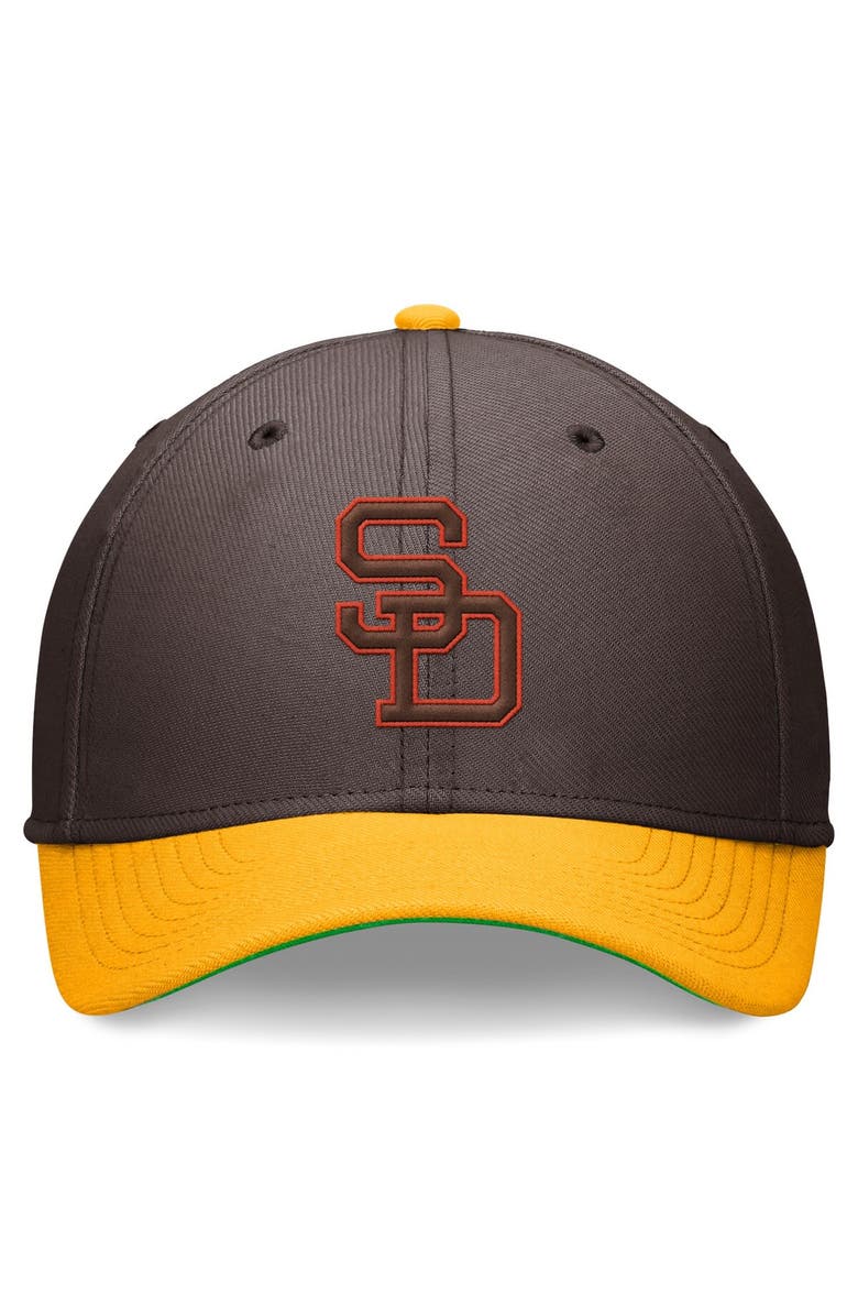 Nike Men's Nike Brown/Gold San Diego Padres Cooperstown Collection Rewind Swooshflex Performance Hat, Alternate, color, Brown