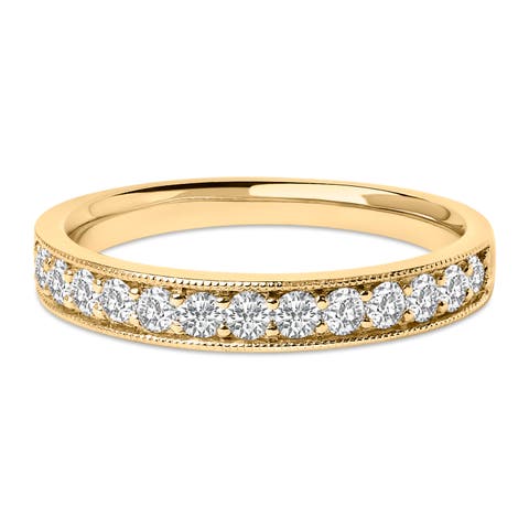 14K Gold 1/2 Cttw Round Diamond Milgrain Wedding Band