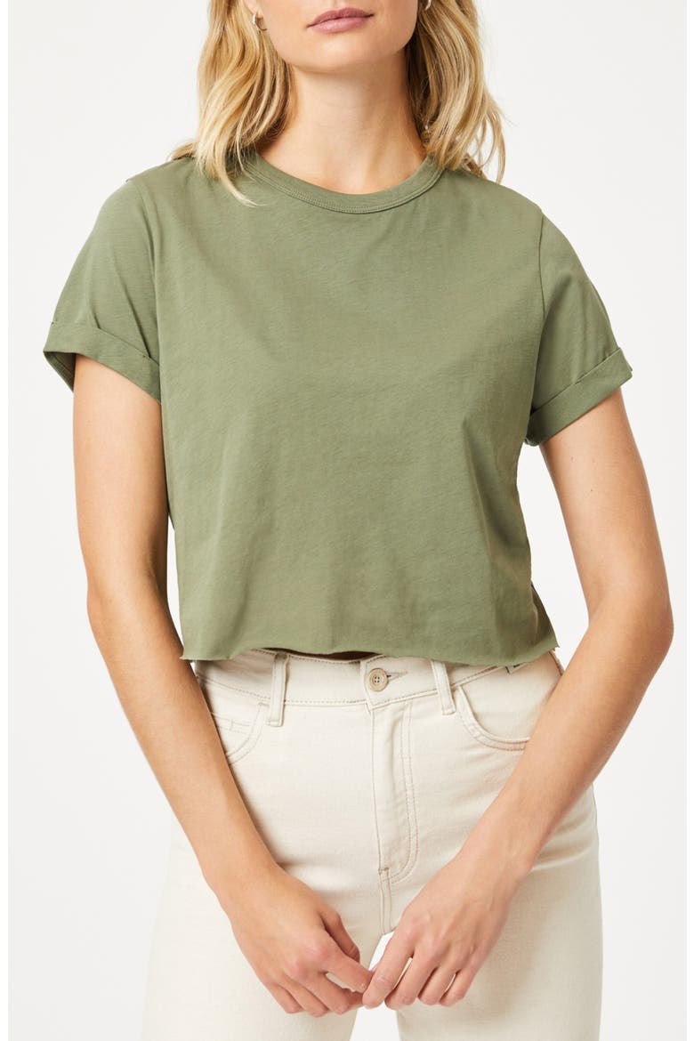 Raw Hem Crop T-Shirt, Main, color, DEEP LICHEN GREEN