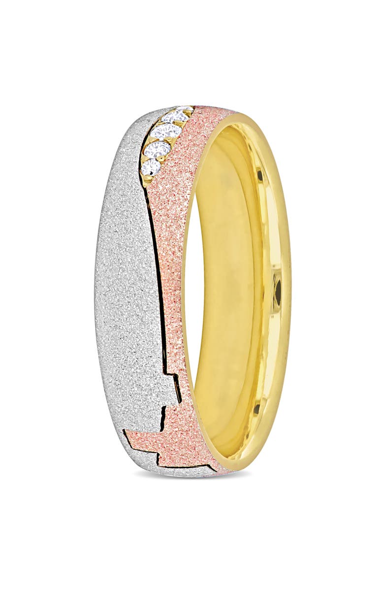 Julianna B. Cubic Zirconia Sandblast Finish Band 14k 3-Tone, Alternate, color, 