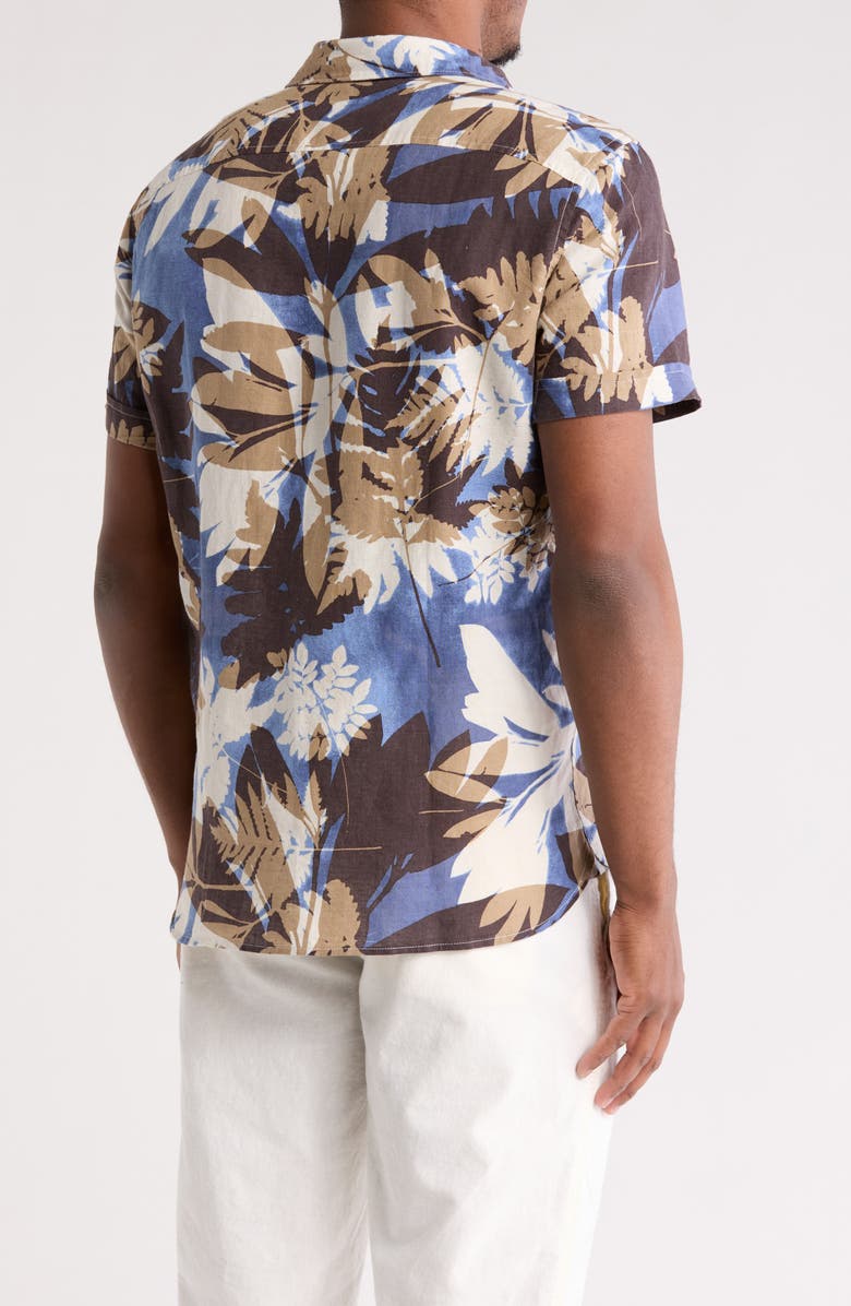 Perry Ellis Patterned Short Sleeve Linen & Cotton Button-Up Shirt ...