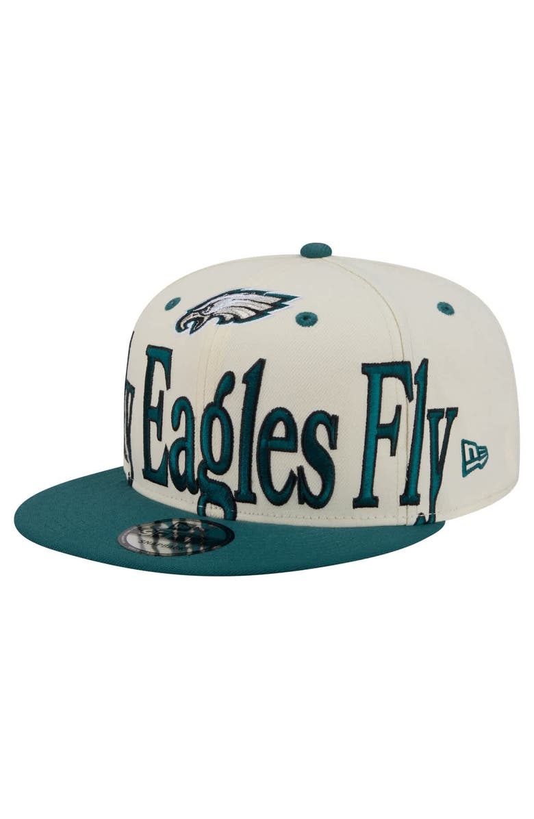 New Era Men's New Era Cream Philadelphia Eagles Oversized Slogan 9FIFTY Snapback Hat, Alternate, color, Cream