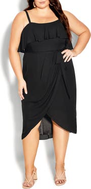 City Chic Fable Ruffle Tie Belt Dress