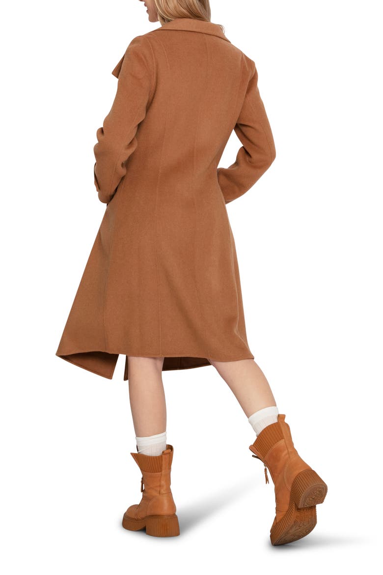 Envy Me Asymmetric Zip Wool Blend Coat, Alternate, color, CAMEL