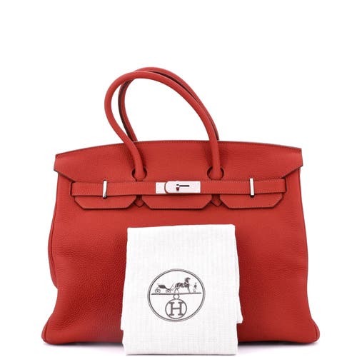 Pre-owned Hermes Hermes Birkin Handbag Red Togo With Palladium Hardware 35 In Red
