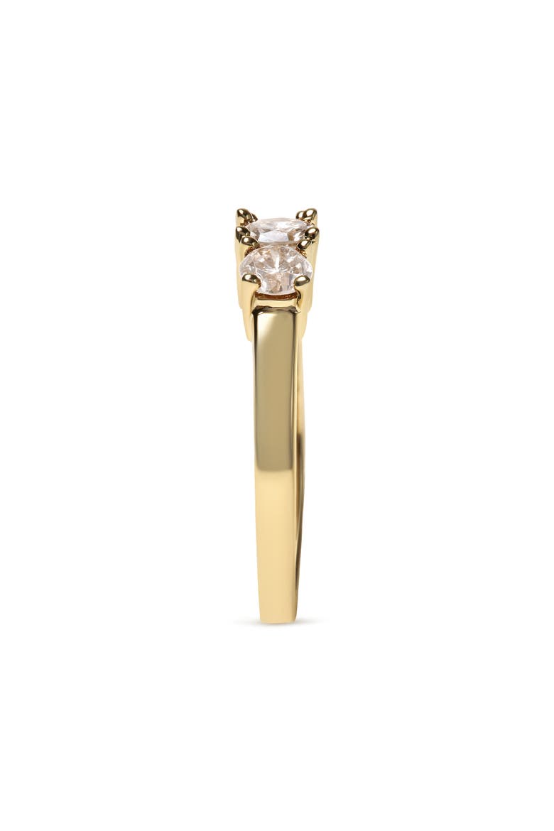 10K Yellow Gold 1.00 Cttw Champagne Diamond 3-Stone Band Ring, Alternate, color, Yellow