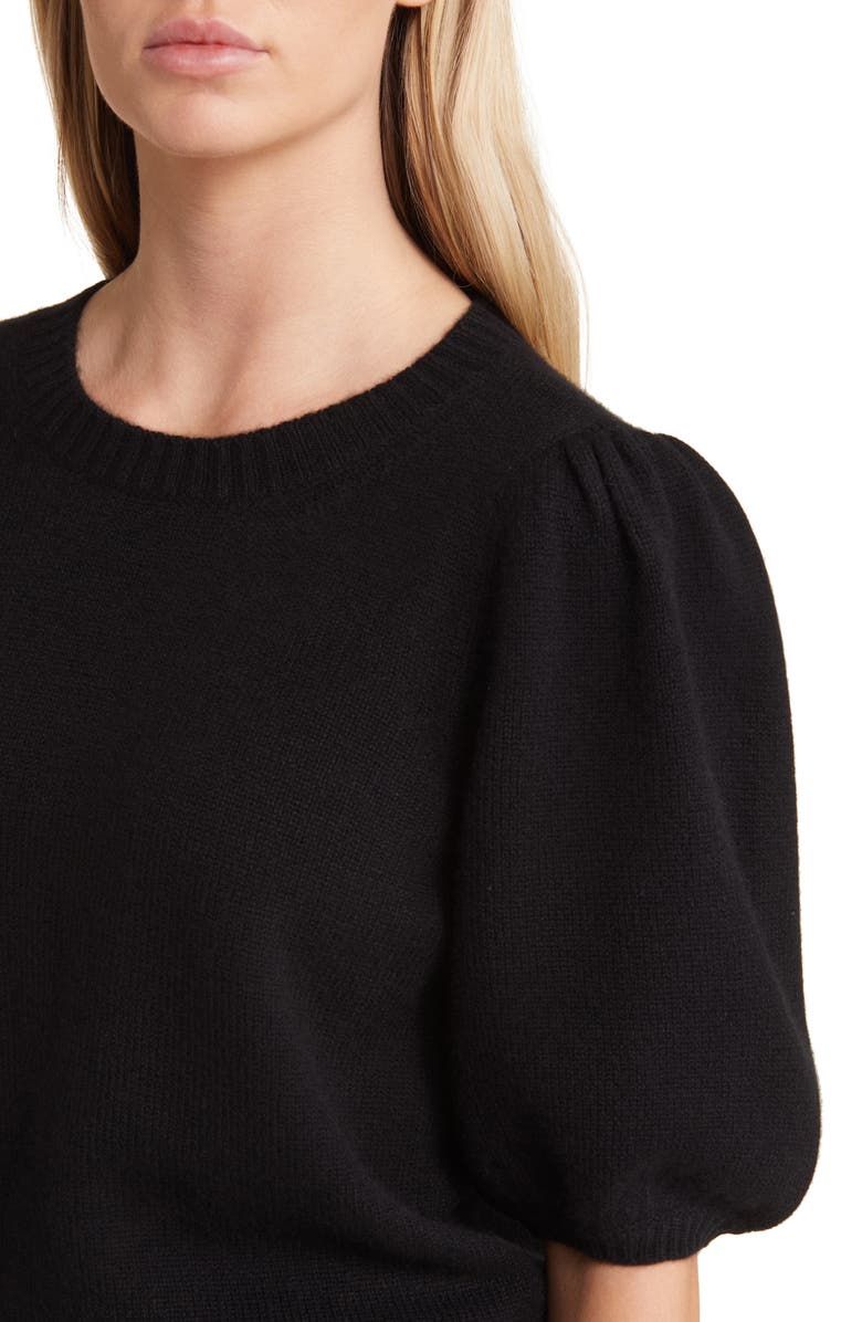 PAIGE Lucerne Puff Sleeve Recycled Cashmere Blend Sweater, Alternate, color, Black