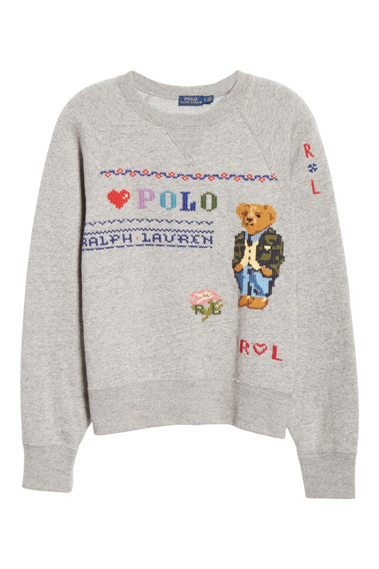 Bear Sweatshirt, Alternate, color, DARK VINTAGE HEATHER