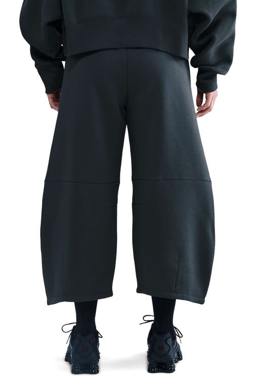 Nike Phoenix Fleece Loose Crop Barrel Pants In Black
