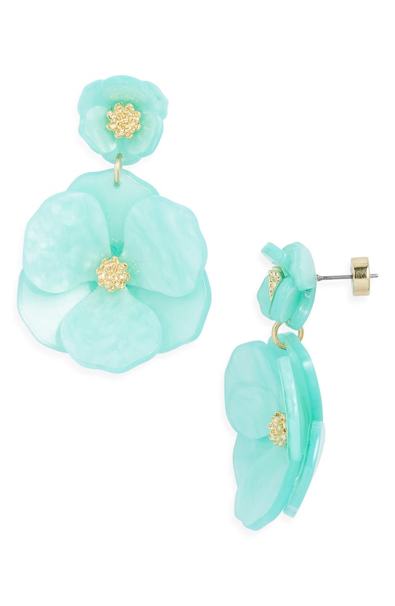 Nordstrom Pansy Drop Earrings, Main, color, Seafoam- Gold