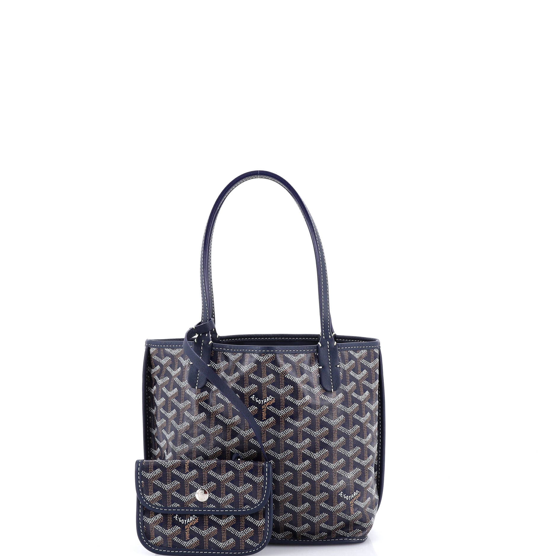 Pre-Owned Goyard Anjou Reversible Tote Coated Canvas Mini, Alternate, color, Blue
