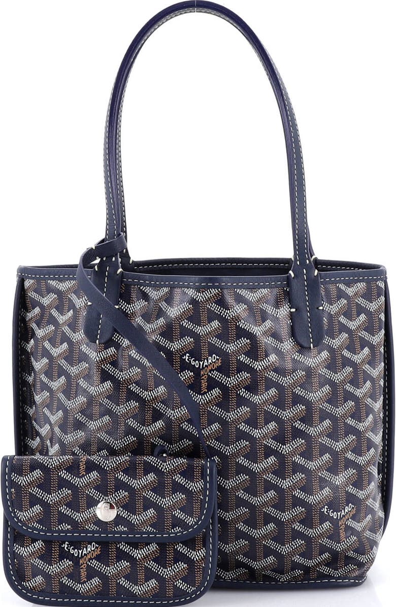Pre-Owned Goyard Anjou Reversible Tote Coated Canvas Mini, Alternate, color, Blue