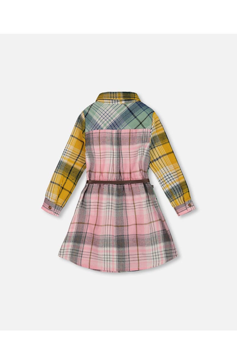Deux par Deux Shirt Dress with Belt, Alternate, color, Green, Pink And Yellow
