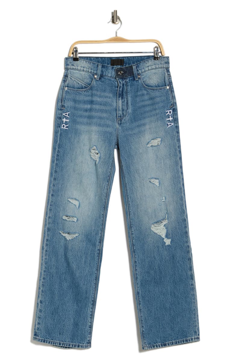 RtA Jonas Straight Leg Jeans, Main, color, Medium Distressed Wash