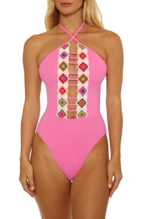 Granny Squares Halter One-Piece Swimsuit