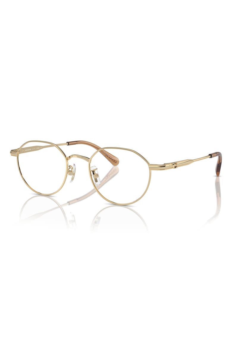 COACH 51mm Round Optical Glasses, Alternate, color, Shiny Light Gold / Demo Lens