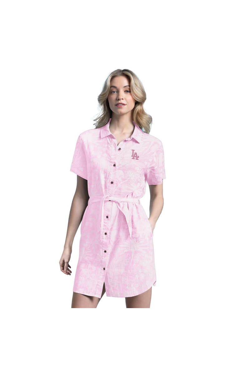 Margaritaville Women's Margaritaville Pink Los Angeles Dodgers Palm Linen Dress, Alternate, color, Pink