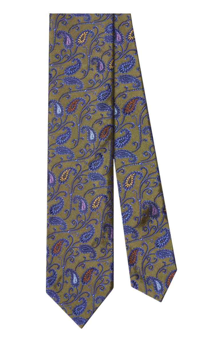 Robert Talbott Newman 7 Fold Pine Paisley Necktie, Main, color, Olive