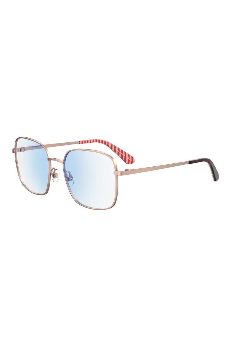 salome 52mm square blue light blocking reading glasses, Alternate, color, RED GOLD/ DEMO