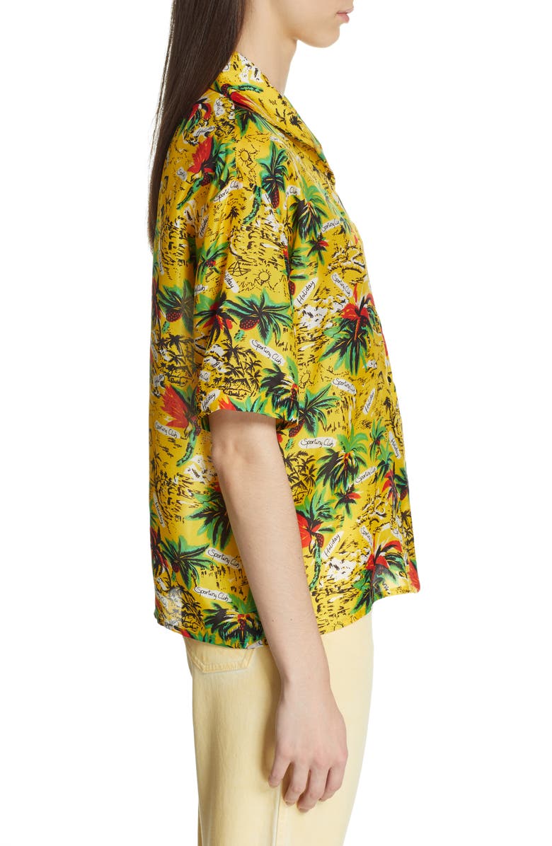 Roseanna Cuba Palm Print Silk Shirt, Alternate, color,