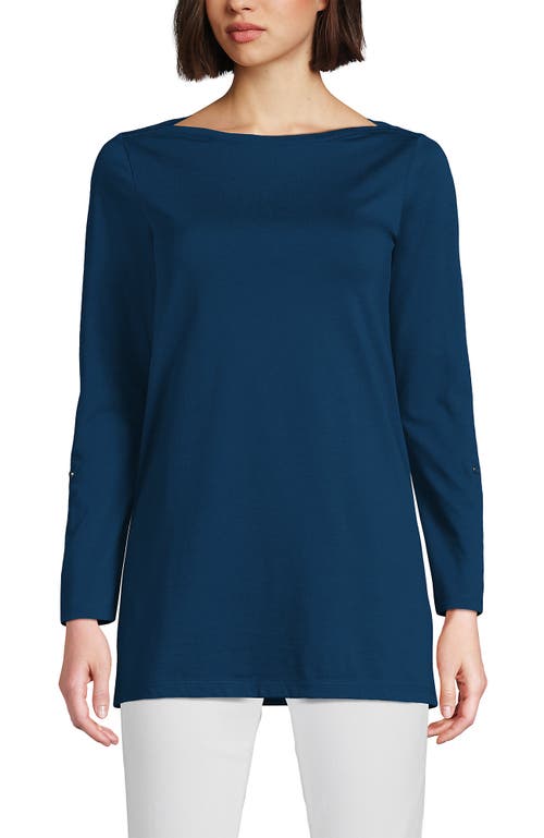 Lands' End Relaxed Supima Cotton Long Sleeve Crew Neck T-shirt In Blue