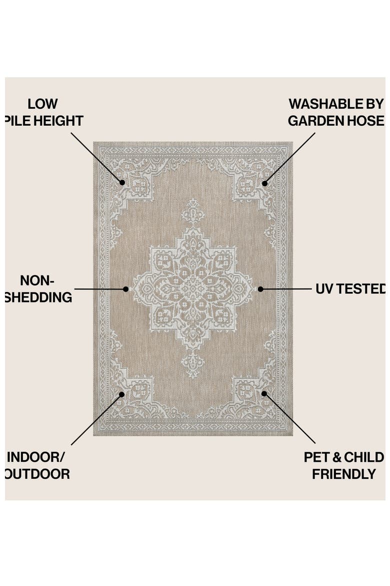Arden Vintage Casual Medallion Indoor/Outdoor Area Rug, Alternate, color, Beige/Cream