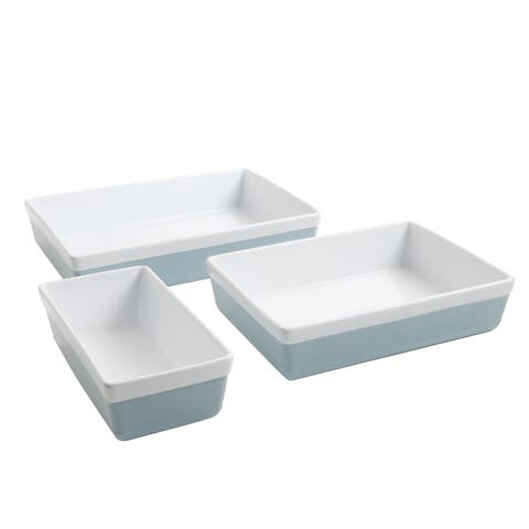 3-Piece Stoneware Baker Set, Oven-Safe Baking Dishes for Casseroles & Desserts