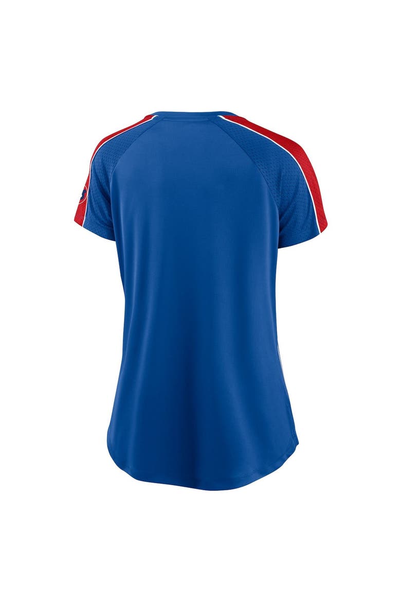 Women's Fanatics Branded Royal/Red Chicago Cubs True Classic League Diva Pinstripe Raglan V-Neck T-Shirt, Alternate, color, Royal