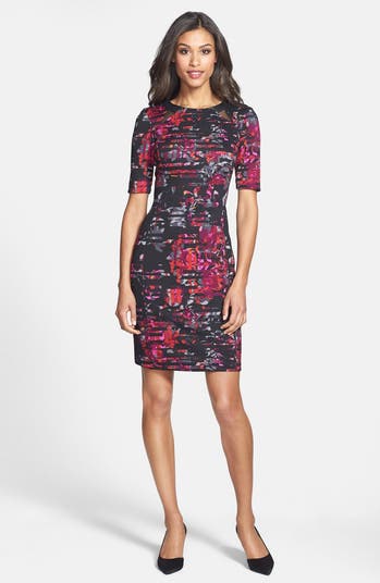Taylor Dresses Floral Print Scuba Sheath Dress | Nordstrom