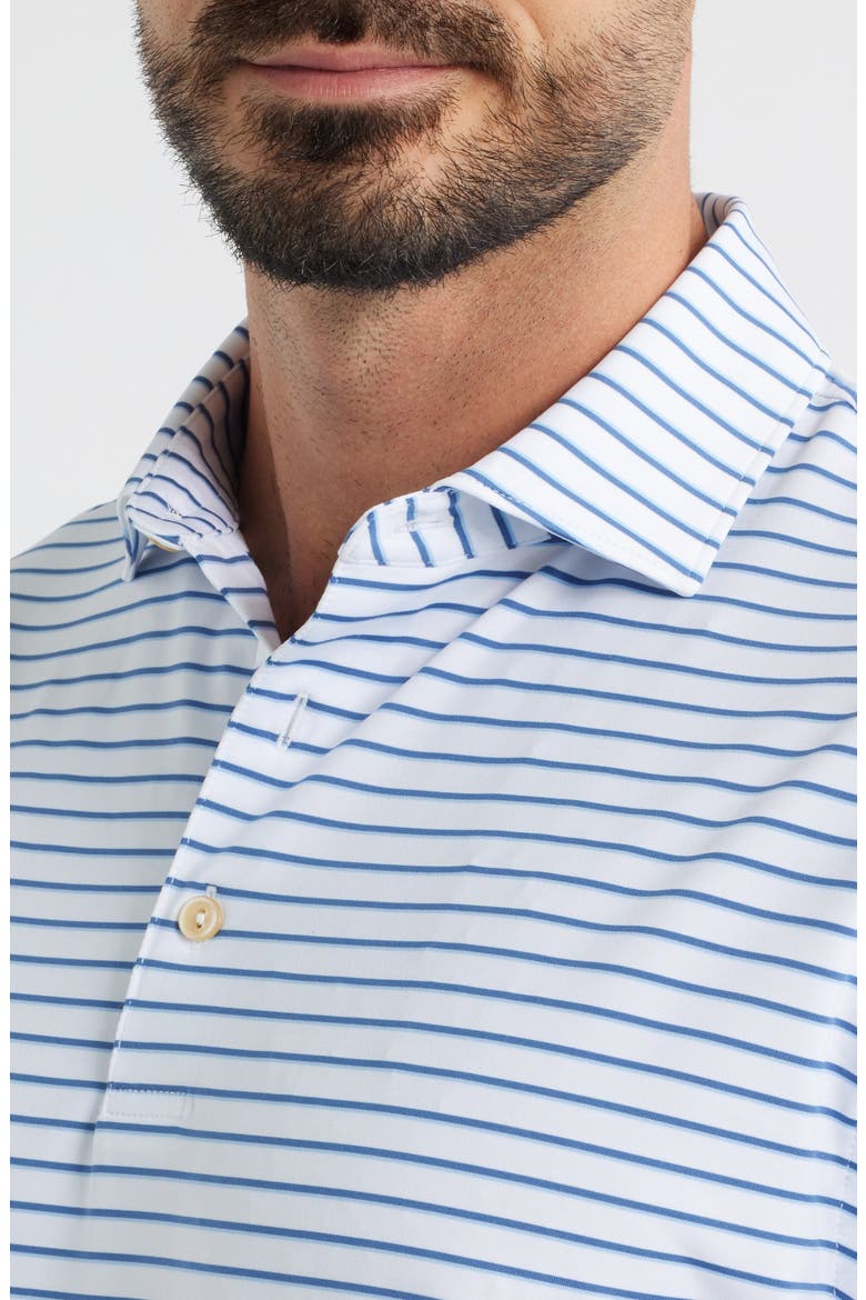 Dunnes Stripe Performance Jersey Polo, Alternate, color, WHITE / WINDSOR BLUE