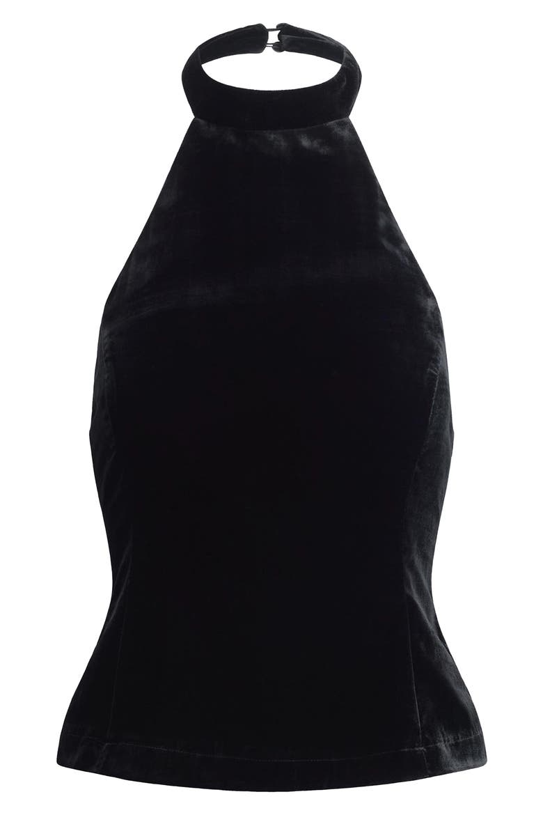The Velvet Don't Wait Halter Top, Alternate, color, BLACK
