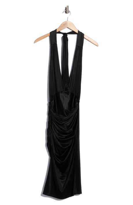 Romy Deep V-Neck Draped Asymmetrical Dress