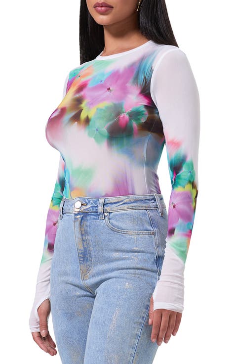 Kaylee Print Mesh Top (Plus)