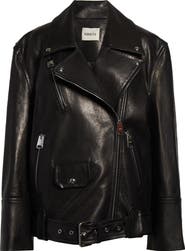 Khaite Hansel Oversize Lambskin Leather Biker Jacket