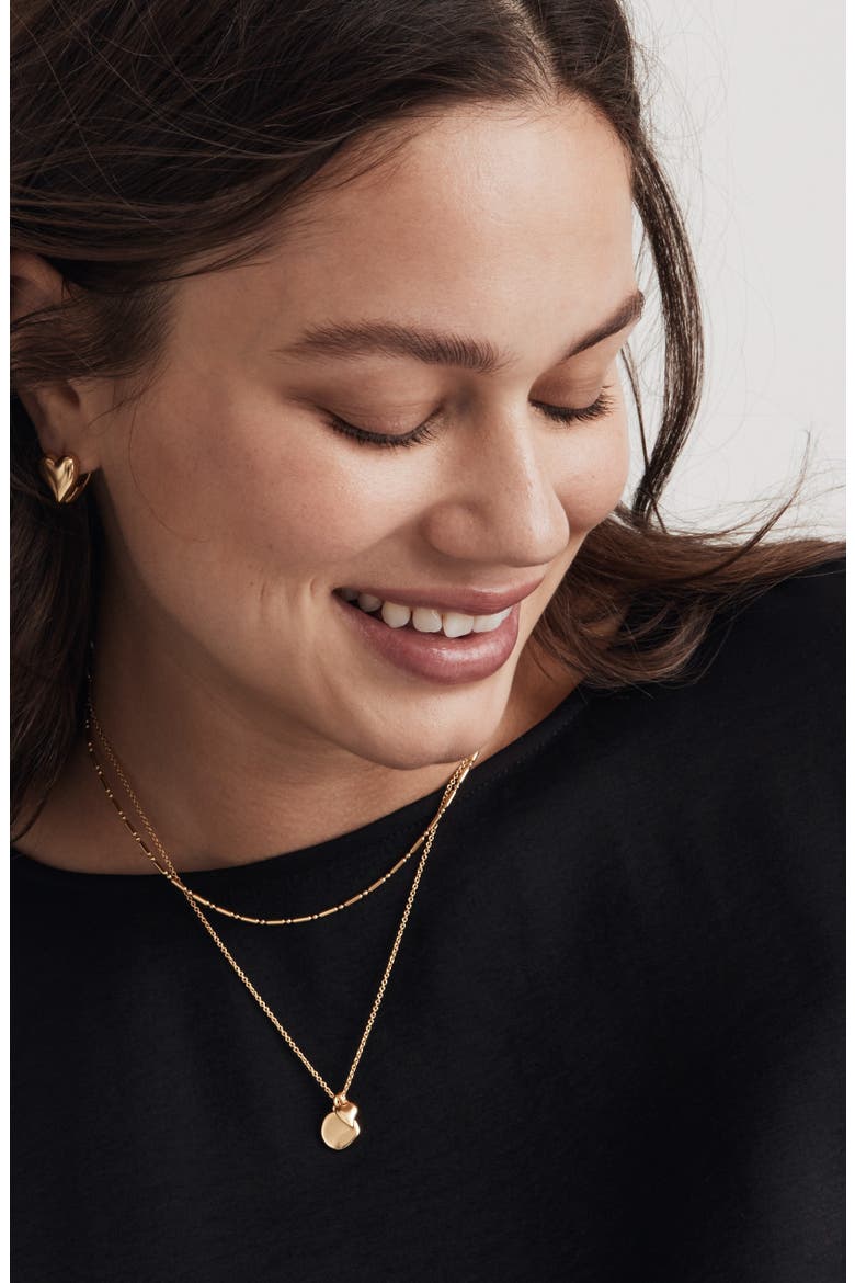 Heart Pendant Layered Chain Necklace, Alternate, color, VINTAGE GOLD
