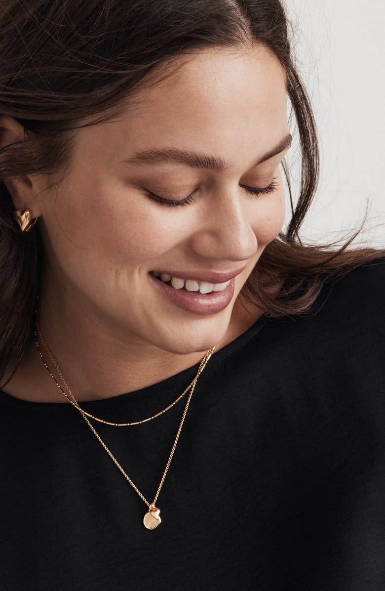 Madewell Heart Pendant Layered Chain Necklace, Alternate, color, 