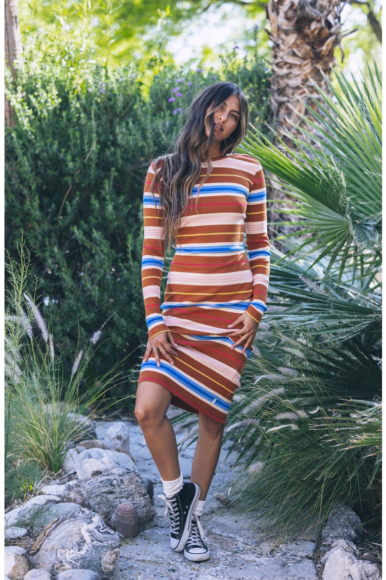 Just A Girl Long Sleeve Knit Midi Dress, Alternate, color, LEATHER BROWN