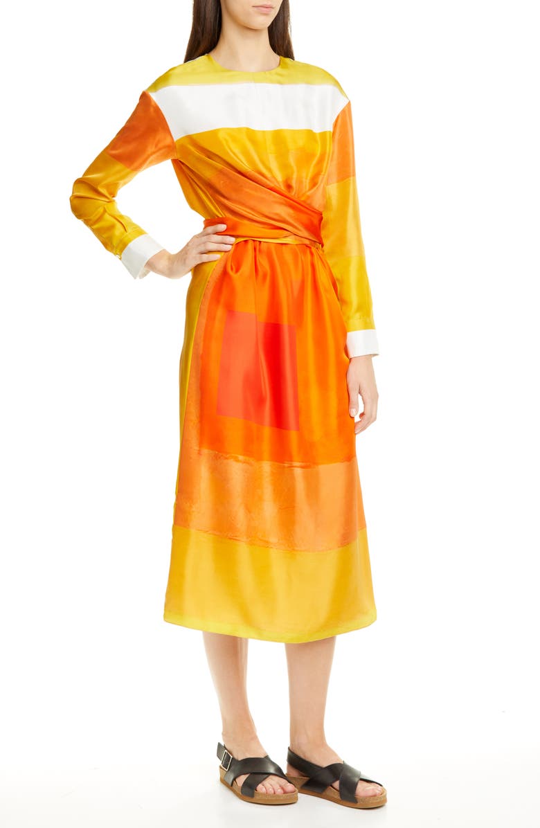 PARTOW Magnolia Long Sleeve Silk Twill Dress, Alternate, color,