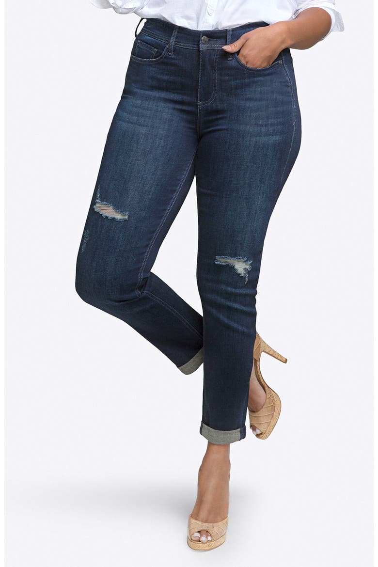 Rolled Slim Straight Leg Jeans, Main, color, TEMPEST