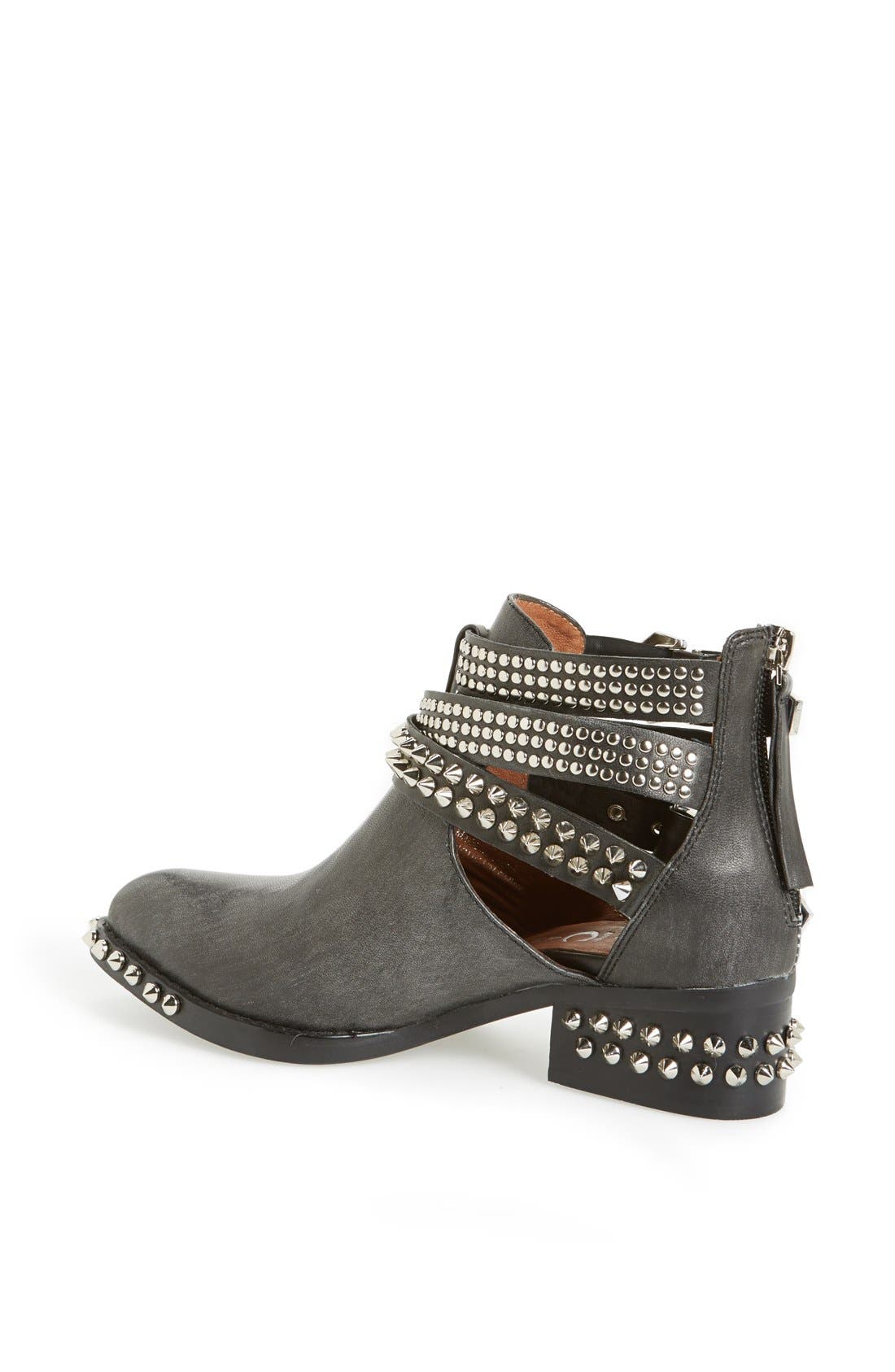 'Everly' Spiked Bootie, Alternate, color, WASHED BLACK/ SILVER