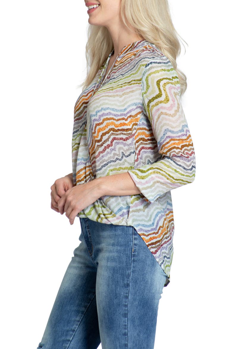 Print Tassel Surplice Chiffon Top, Alternate, color, GREEN MULTI