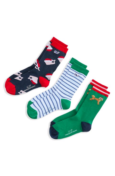 Kids' Assorted 3-Pack Holiday Icon Cotton Blend Socks
