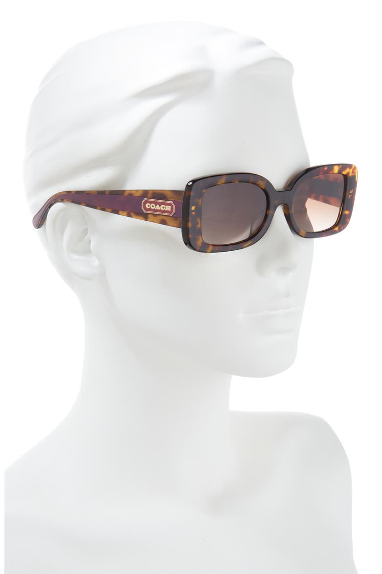 51mm Rectangle Sunglasses, Alternate, color, DK TORT