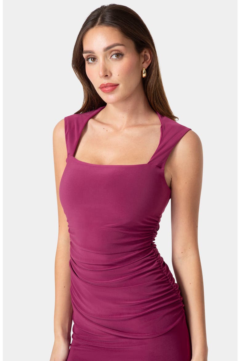 Square Neck Midi Dress, Alternate, color, MAGENTA
